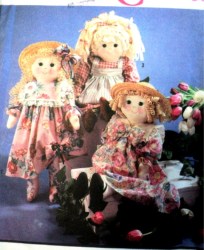 7420 SIMPLICITY 24'' SWEET RAG DOLL, OLD FASHIONED DRESS, PINAFORE PATTERN